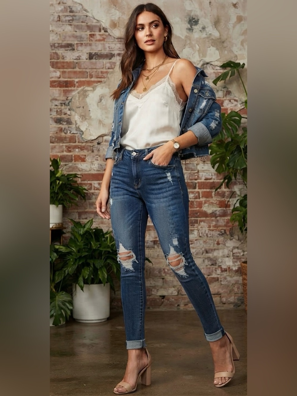 KanCan Dark Blue Distressed Skinny Jeans
